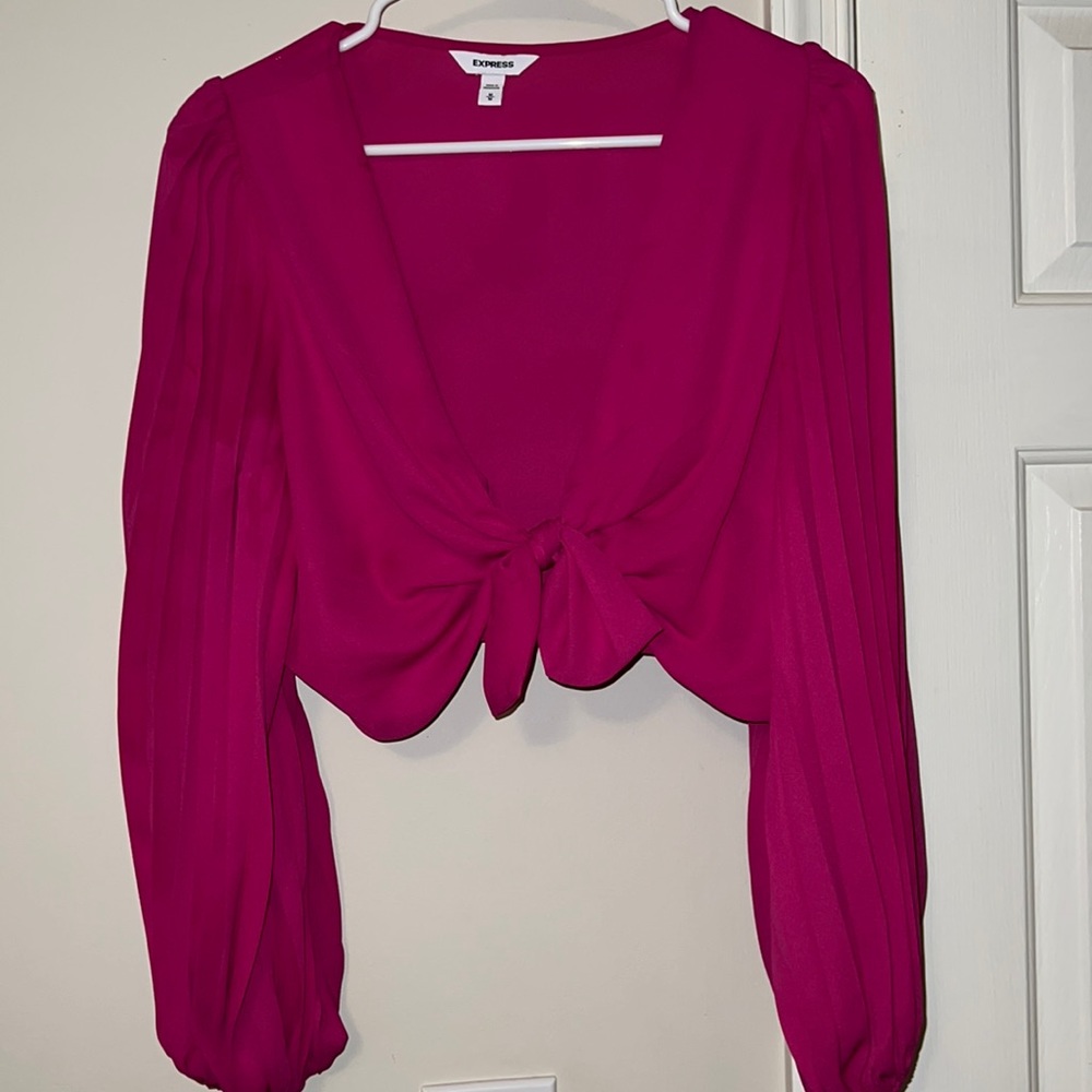 EUC Express Pink long sleeved Cropped Blouse Size Medium